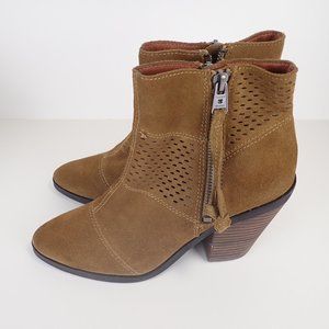 Lucky Brand Ramses Women's 6.5 M Suede Ankle Boots Perforated